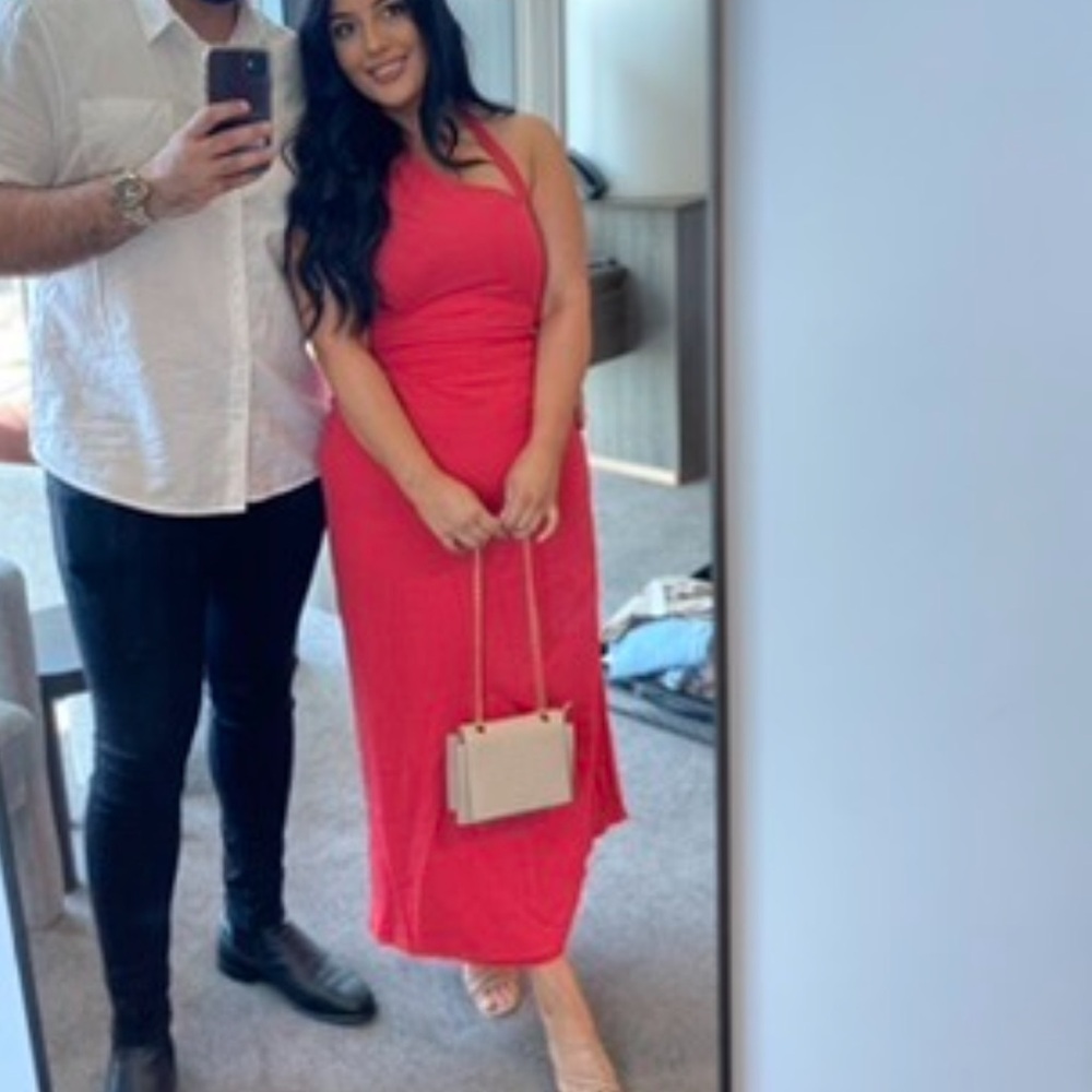 Source Unknown Red Midi Halter Dress
